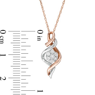 0.145 CT. T.W. Composite Diamond Cascading Flame Pendant in 10K Two-Tone Gold