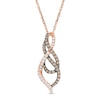 0.39 CT. T.W. Champagne and White Diamond Cascading Flame Pendant in 10K Rose Gold