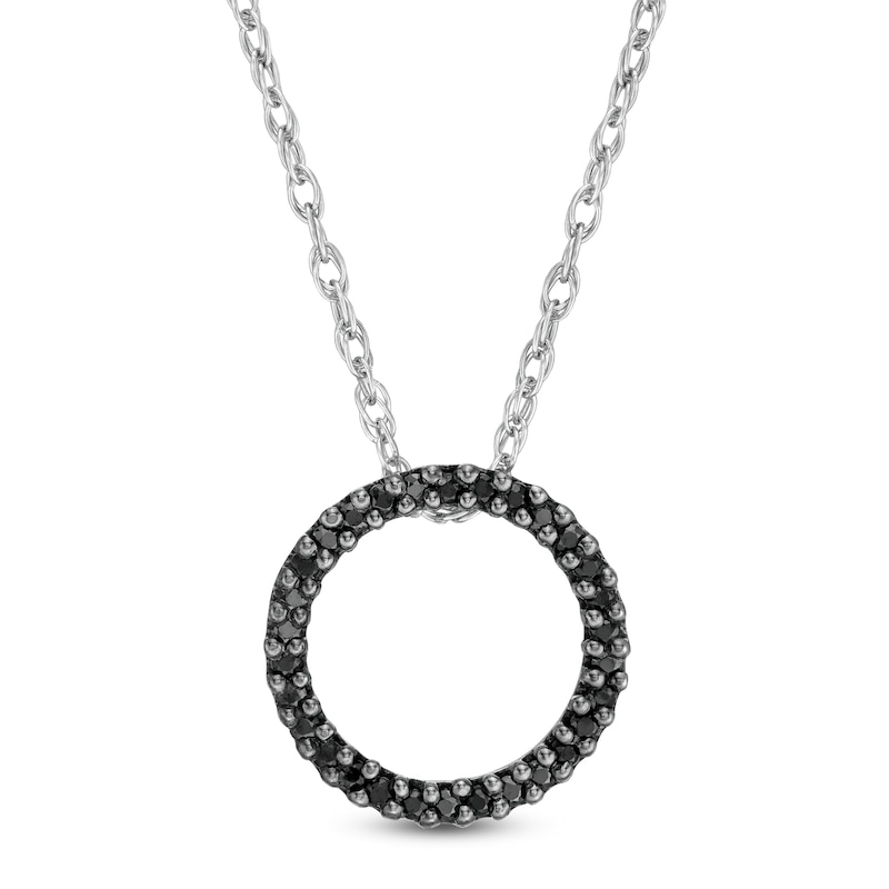 0.09 CT. T.W. Black Diamond Open Circle Pendant in 10K White Gold|Peoples Jewellers