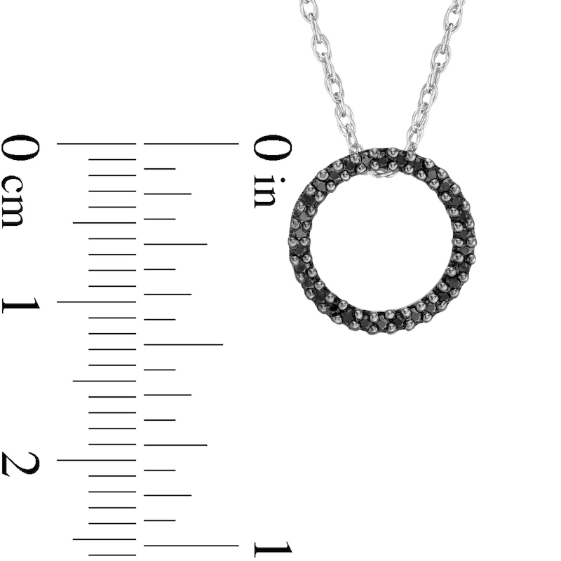 Main Image 3 of 0.09 CT. T.W. Black Diamond Open Circle Pendant in 10K White Gold
