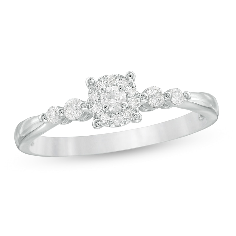 Main Image 1 of 0.20 CT. T.W. Diamond Frame Promise Ring in 10K White Gold