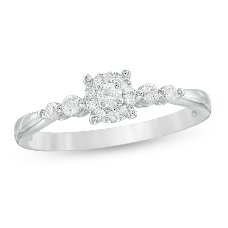 0.20 CT. T.W. Diamond Frame Promise Ring in 10K White Gold|Peoples Jewellers