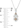 Thumbnail Image 1 of 0.32 CT. T.W. Champagne and White Diamond Tilted Cushion Frame Pendant in 10K White Gold