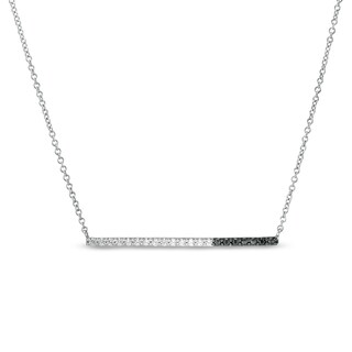 0.12 CT. T.W. Enhanced Black and White Diamond Bar Necklace in Sterling Silver