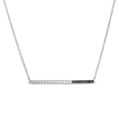 0.12 CT. T.W. Enhanced Black and White Diamond Bar Necklace in Sterling Silver