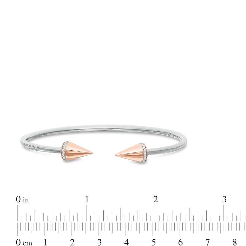 Main Image 3 of 0.067 CT. T.W. Diamond Spiked Open Flex Bangle in Sterling Silver with 14K Rose Gold Plate