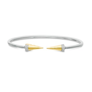 0.086 CT. T.W. Diamond Spiked Open Flex Bangle in Sterling Silver with 14K Gold Plate