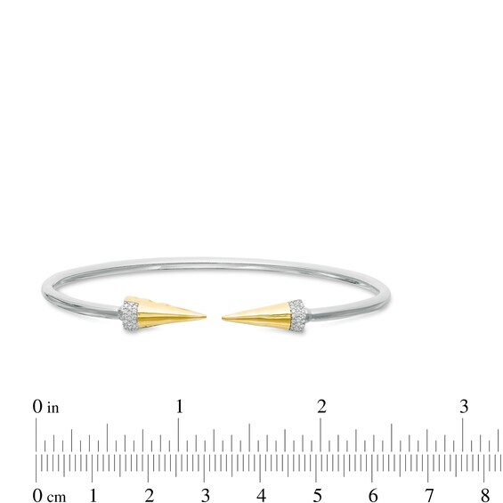 0.086 CT. T.W. Diamond Spiked Open Flex Bangle in Sterling Silver with 14K Gold Plate