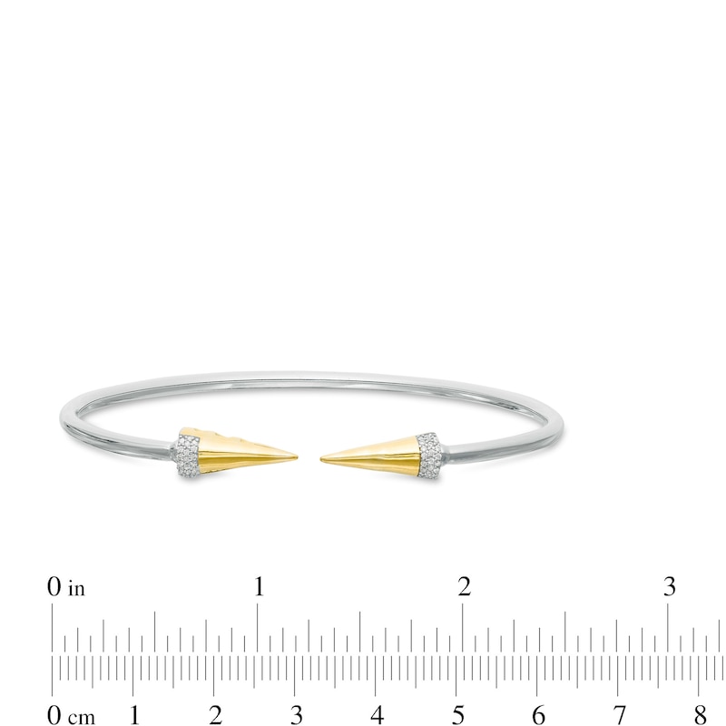 0.086 CT. T.W. Diamond Spiked Open Flex Bangle in Sterling Silver with 14K Gold Plate