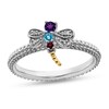Thumbnail Image 1 of Stackable Expressions™ Multi-Gemstone and Diamond Accent Dragonfly Ring in Sterling Silver