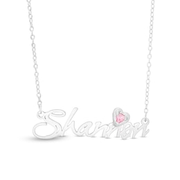 Heart-Shaped Birthstone Name Necklace (1 Stone and Line)