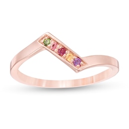 Mother's Birthstone Diagonal Bar Bypass Ring (3-9 Stones)