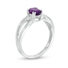 Thumbnail Image 3 of Oval Amethyst and Diamond Accent Split Shank Ring in 10K White Gold