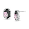 Thumbnail Image 0 of Oval Lab-Created Pink Sapphire and 0.115 CT. T.W. Two-Colour Diamond Stud Earrings in Sterling Silver with Black Rhodium