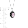 Thumbnail Image 2 of Oval lab-Created Pink Sapphire and 0.085 CT. T.W. White and Black Diamond Pendant in Sterling Silver