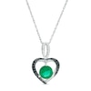 Thumbnail Image 0 of Lab-Created Emerald and 0.065 CT. T.W. Enhanced Black and White Diamond Heart Pendant in Sterling Silver