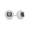 Thumbnail Image 0 of 0.24 CT. T.W. Enhanced Black and White Diamond Frame Stud Earrings in Sterling Silver