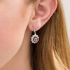 Thumbnail Image 2 of Oval Lab-Created Pink Sapphire and 0.115 CT. T.W. White and Black Diamond Frame Drop Earrings in Sterling Silver