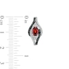 Thumbnail Image 3 of Oval Garnet and 0.115 CT. T.W. White and Black Diamond Bypass Frame J-Hoop Earrings in Sterling Silver