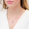 Thumbnail Image 2 of Oval Lab-Created Pink Sapphire and 0.085 CT. T.W. White and Black Diamond Frame Pendant in Sterling Silver