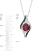 Thumbnail Image 2 of Oval Garnet and 0.085 CT. T.W. White and Black Diamond Bypass Frame Pendant in Sterling Silver