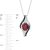Thumbnail Image 3 of Oval Garnet and 0.085 CT. T.W. White and Black Diamond Bypass Frame Pendant in Sterling Silver