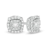 Thumbnail Image 1 of 0.15 CT. T.W. Diamond Frame Stud Earrings in Sterling Silver