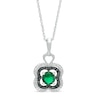 Thumbnail Image 0 of 5.5mm Lab-Created Emerald and 0.065 CT. T.W. White and Black Diamond Clover Pendant in Sterling Silver