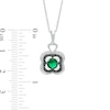 Thumbnail Image 2 of 5.5mm Lab-Created Emerald and 0.065 CT. T.W. White and Black Diamond Clover Pendant in Sterling Silver