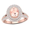 Oval Morganite and 0.62 CT. T.W. Diamond Double Frame Split Shank Ring in 10K Rose Gold