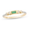 Thumbnail Image 0 of Sideways Baguette-Cut Emerald and 0.10 CT. T.W. Diamond Art Deco Stackable Ring in 10K Gold