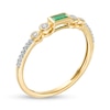 Thumbnail Image 2 of Sideways Baguette-Cut Emerald and 0.10 CT. T.W. Diamond Art Deco Stackable Ring in 10K Gold