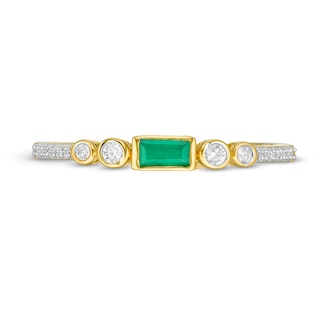 Sideways Baguette-Cut Emerald and 0.10 CT. T.W. Diamond Art Deco ...
