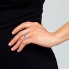 Baguette-Cut Amethyst and White Topaz Zig-Zag and 0.15 CT. T.W. Diamond Open Shank Ring in 10K White Gold