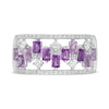 Thumbnail Image 3 of Baguette-Cut Amethyst and White Topaz Zig-Zag and 0.15 CT. T.W. Diamond Open Shank Ring in 10K White Gold