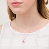 Thumbnail Image 1 of 6.0mm Lab-Created Ruby and White Sapphire Double Frame Pendant in Sterling Silver