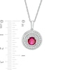 Thumbnail Image 2 of 6.0mm Lab-Created Ruby and White Sapphire Double Frame Pendant in Sterling Silver