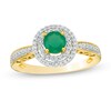 Thumbnail Image 0 of 5.0mm Emerald and 0.20 CT. T.W. Diamond Double Frame Ring in 10K Gold