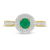 Thumbnail Image 3 of 5.0mm Emerald and 0.20 CT. T.W. Diamond Double Frame Ring in 10K Gold