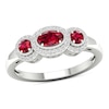Thumbnail Image 0 of Ruby and 0.12 CT. T.W. Diamond Frame Vintage-Style Ring in 10K White Gold