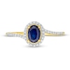 Thumbnail Image 4 of Oval Blue Sapphire and 0.12 CT. T.W. Diamond Frame Bypass Ring in 10K Gold