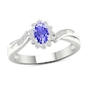 Thumbnail Image 0 of Oval Tanzanite and 0.12 CT. T.W. Diamond Sunburst Frame Twist Shank Ring in 10K White Gold