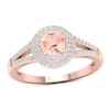 Thumbnail Image 0 of 5.0mm Morganite and 0.20 CT. T.W. Diamond Double Frame Split Shank Ring in 10K Rose Gold
