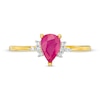Thumbnail Image 4 of Pear-Shaped Ruby and 0.04 CT. T.W. Diamond Ring in 10K Gold