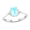Thumbnail Image 0 of Octagon-Shaped Aquamarine and 0.05 CT. T.W. Diamond Collar Ring in 10K White Gold