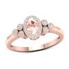 Thumbnail Image 0 of Oval Morganite and 0.15 CT. T.W. Diamond Frame Tri-Sides Ring in 10K Rose Gold