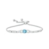 Swiss Blue Topaz, Lab-Created Opal and White Sapphire Bolo Bracelet in Sterling Silver - 9.0"