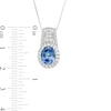 Thumbnail Image 2 of Oval Lab-Created Blue and White Sapphire Drop Pendant in Sterling Silver