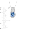 Oval Lab-Created Blue and White Sapphire Drop Pendant in Sterling Silver