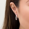 Oval and Round Lab-Created White Sapphire Hoop Earrings in Sterling Silver